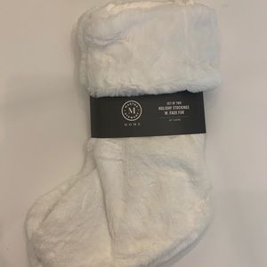 Martha Stewart Christmas Stockings Set of 2 Faux Fur White